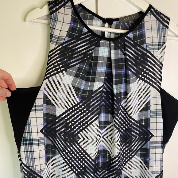 Sheike sleeveless sheer chequered career workwear blouse size 14 - Picture 6 of 12
